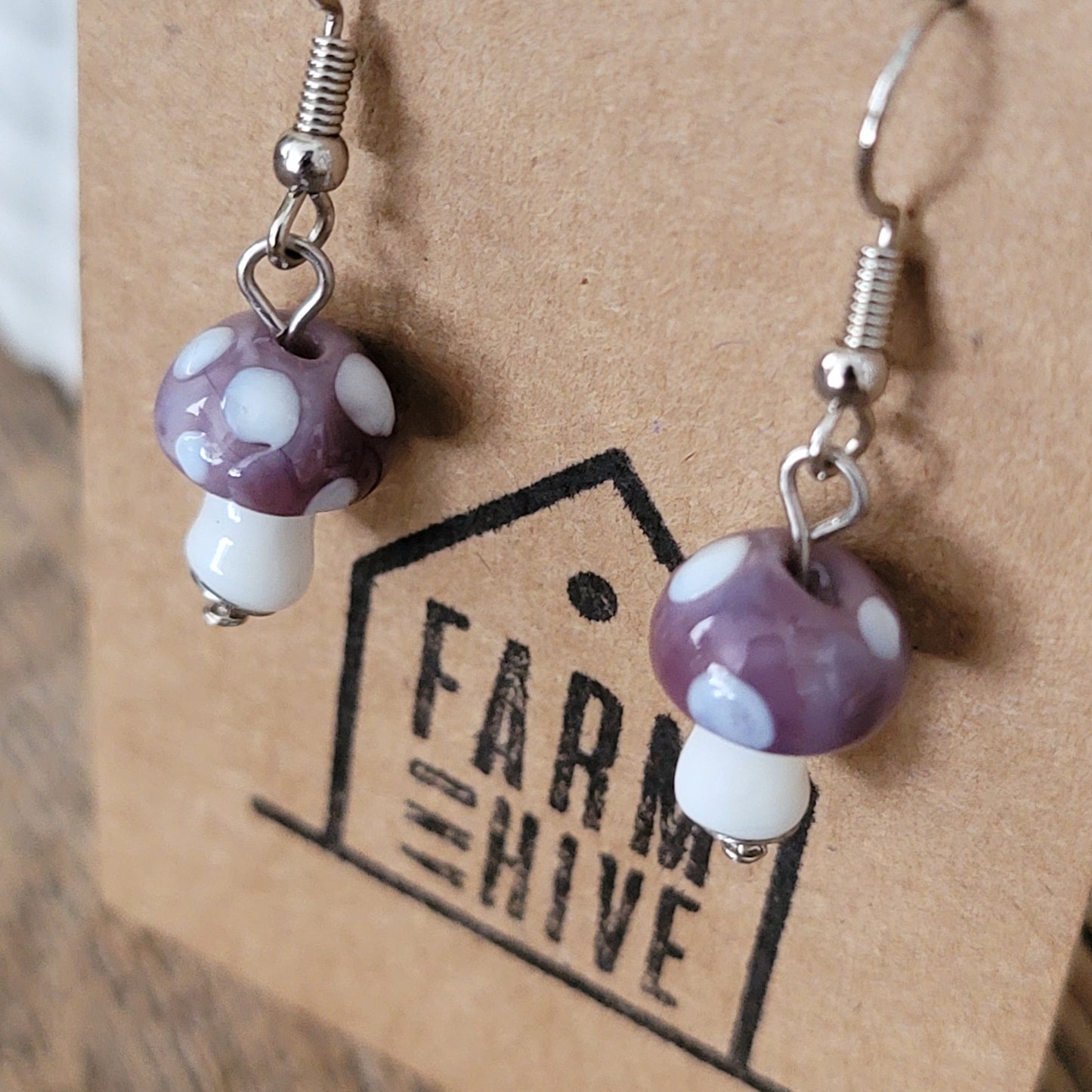 Glass Mushroom Earrings