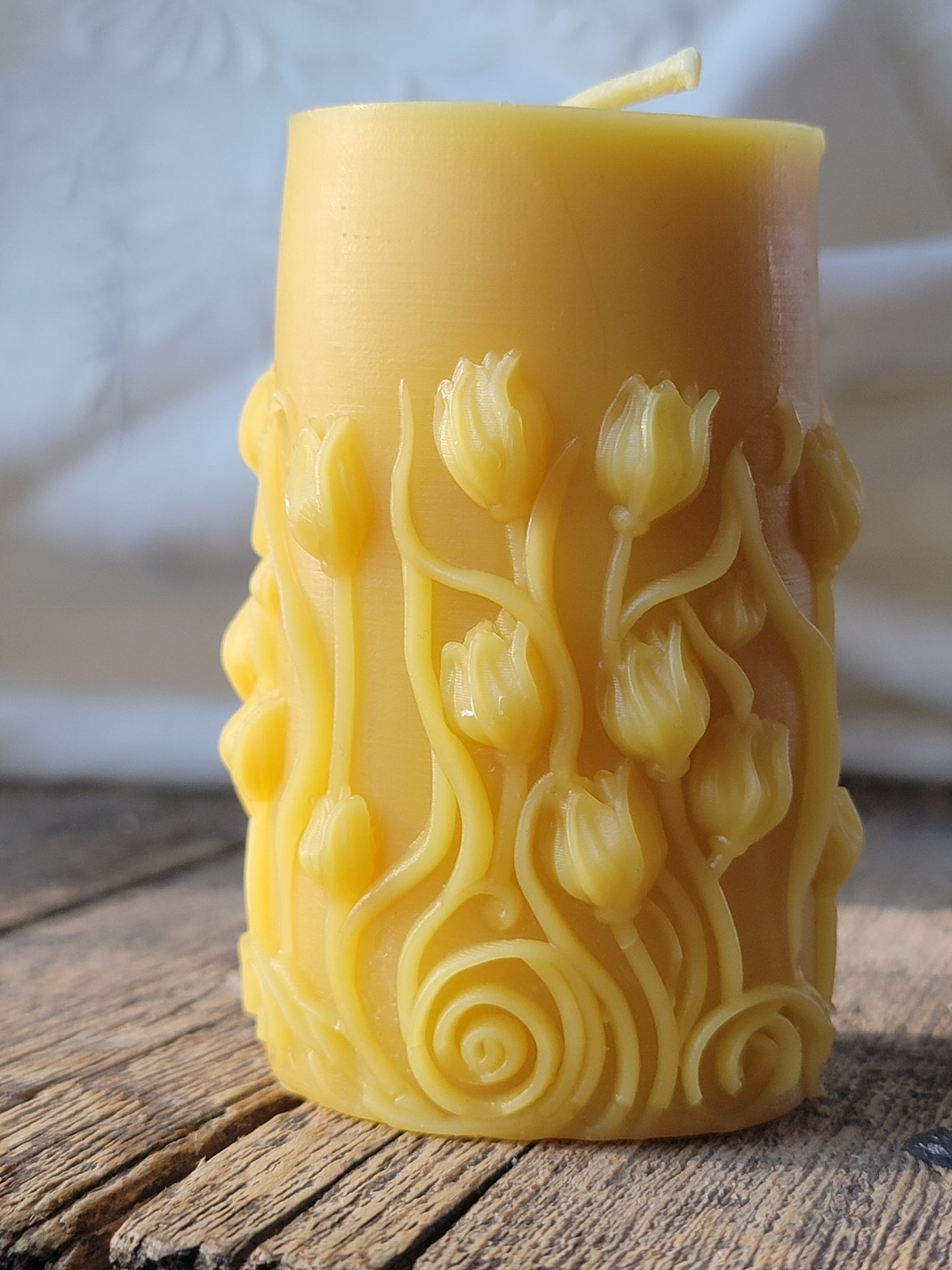 Clematis Vines Pillar | Floral Beeswax Candle