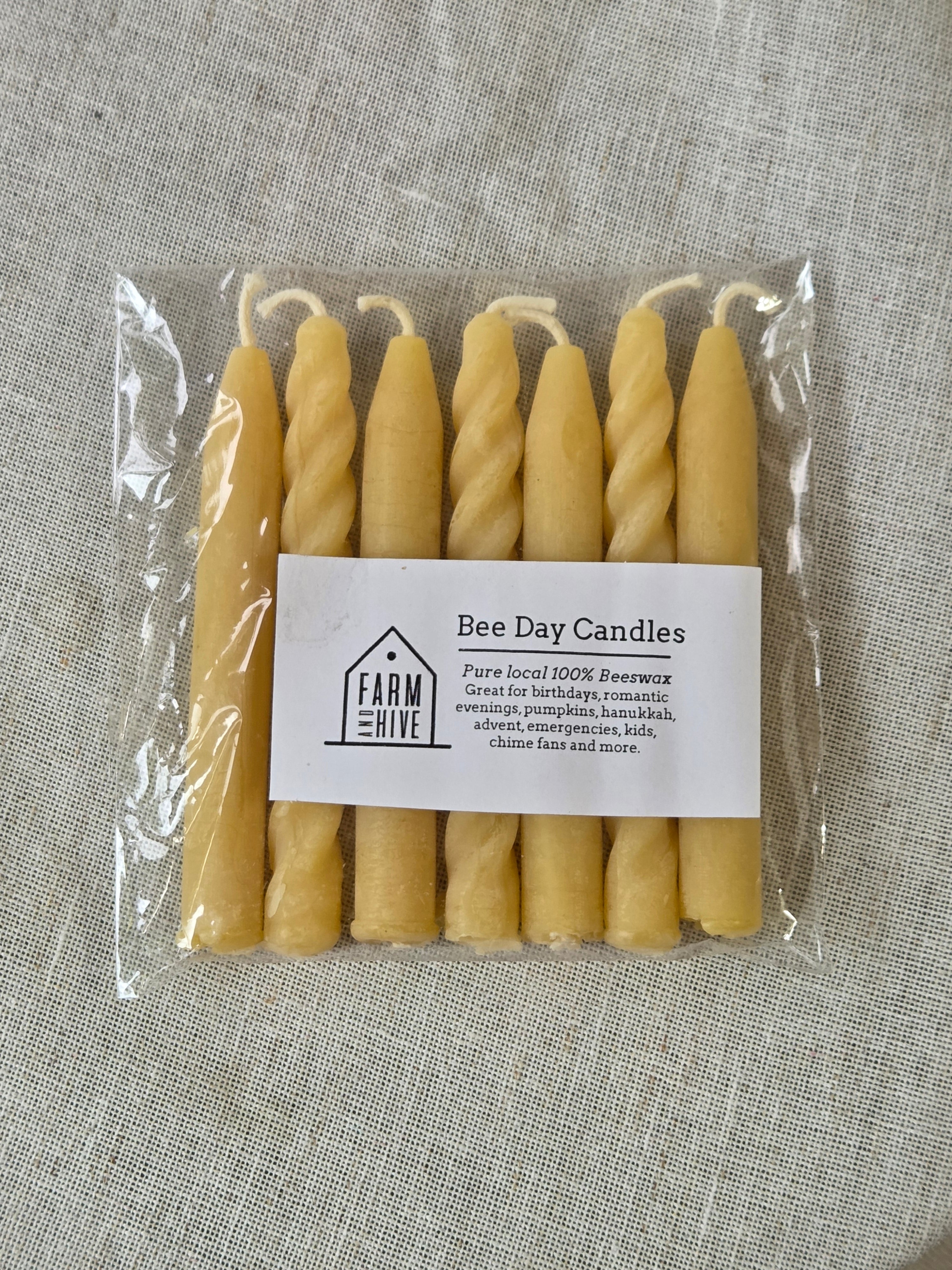 Bee-Day Candles - 7 pack | Natural Beeswax Birthday Cake Candles
