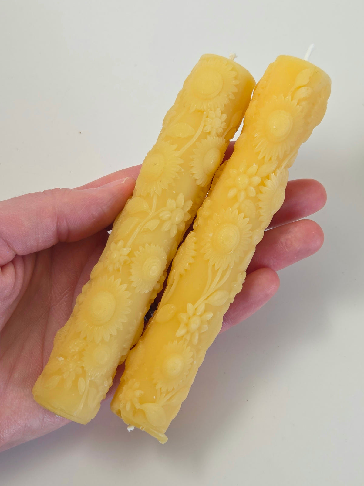 Sunflower Taper Pair | Beeswax Candles