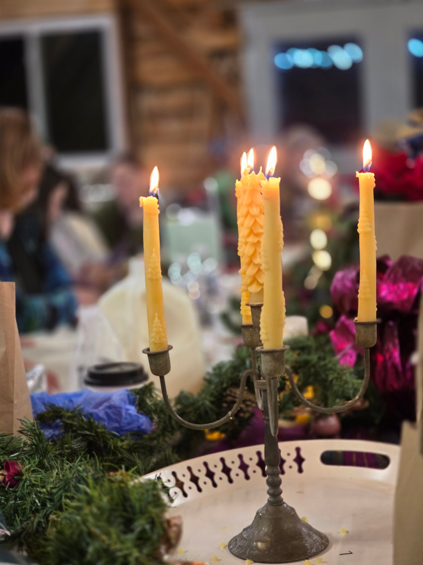 Evergreen Tree Tapers - Set of 2 | Beeswax Candles