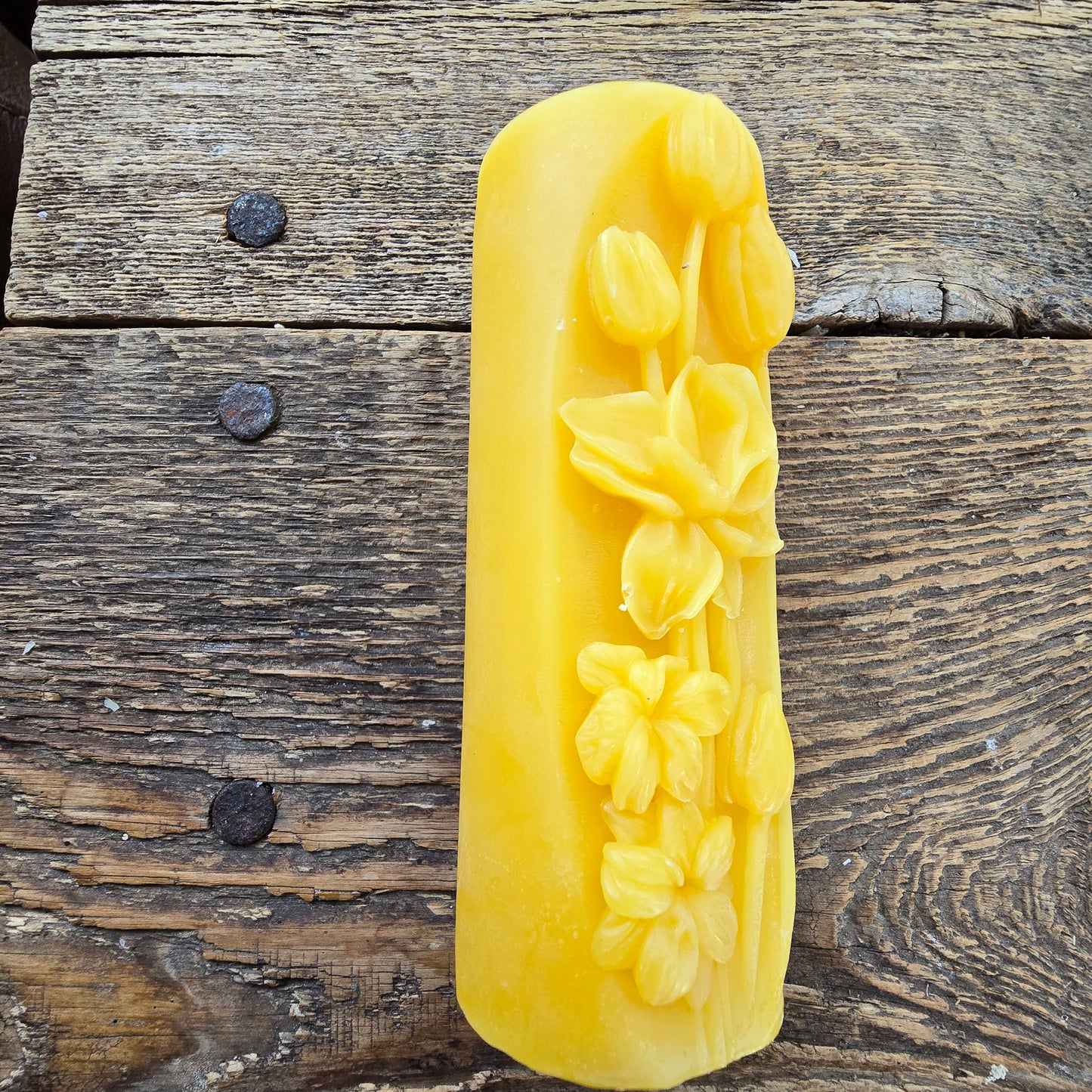 Slice of Spring Pillar | Floral Beeswax Candle
