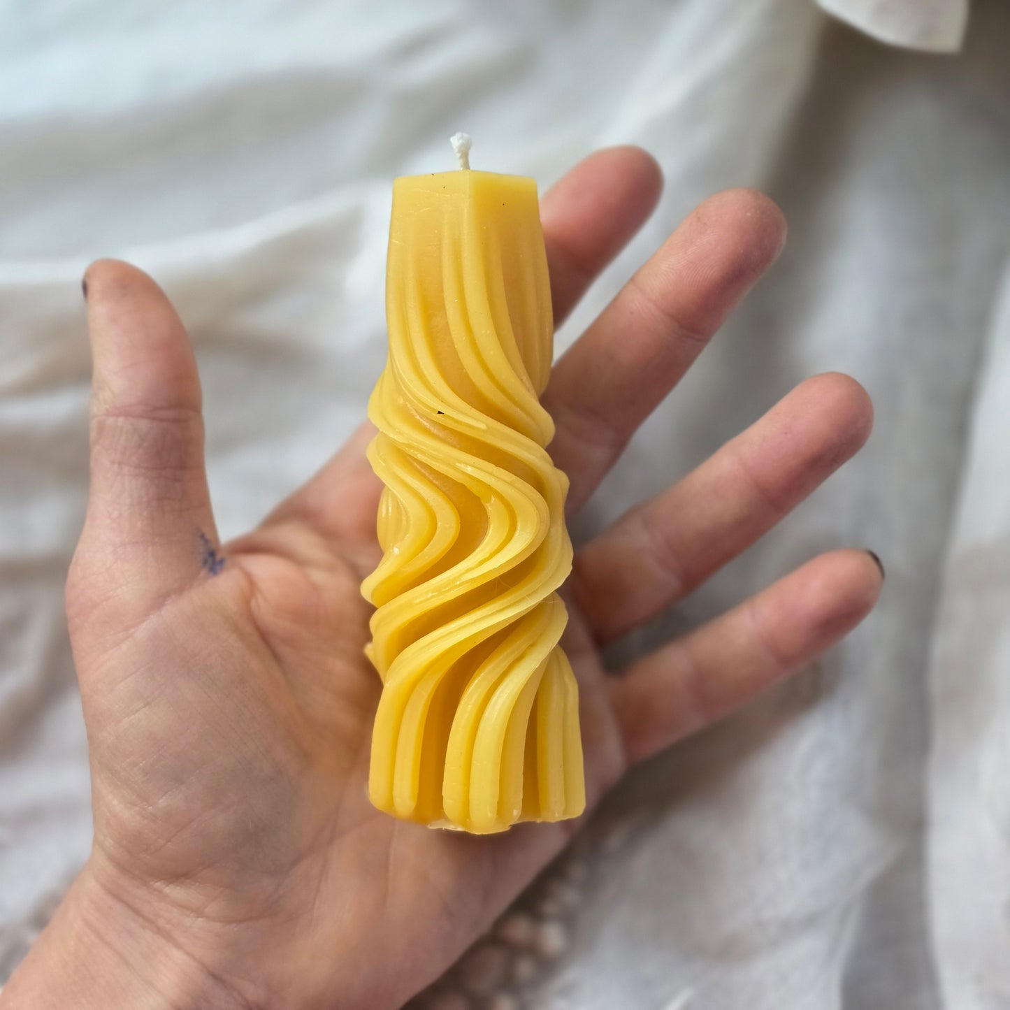 Melted Marble Pillar | Beeswax Candle