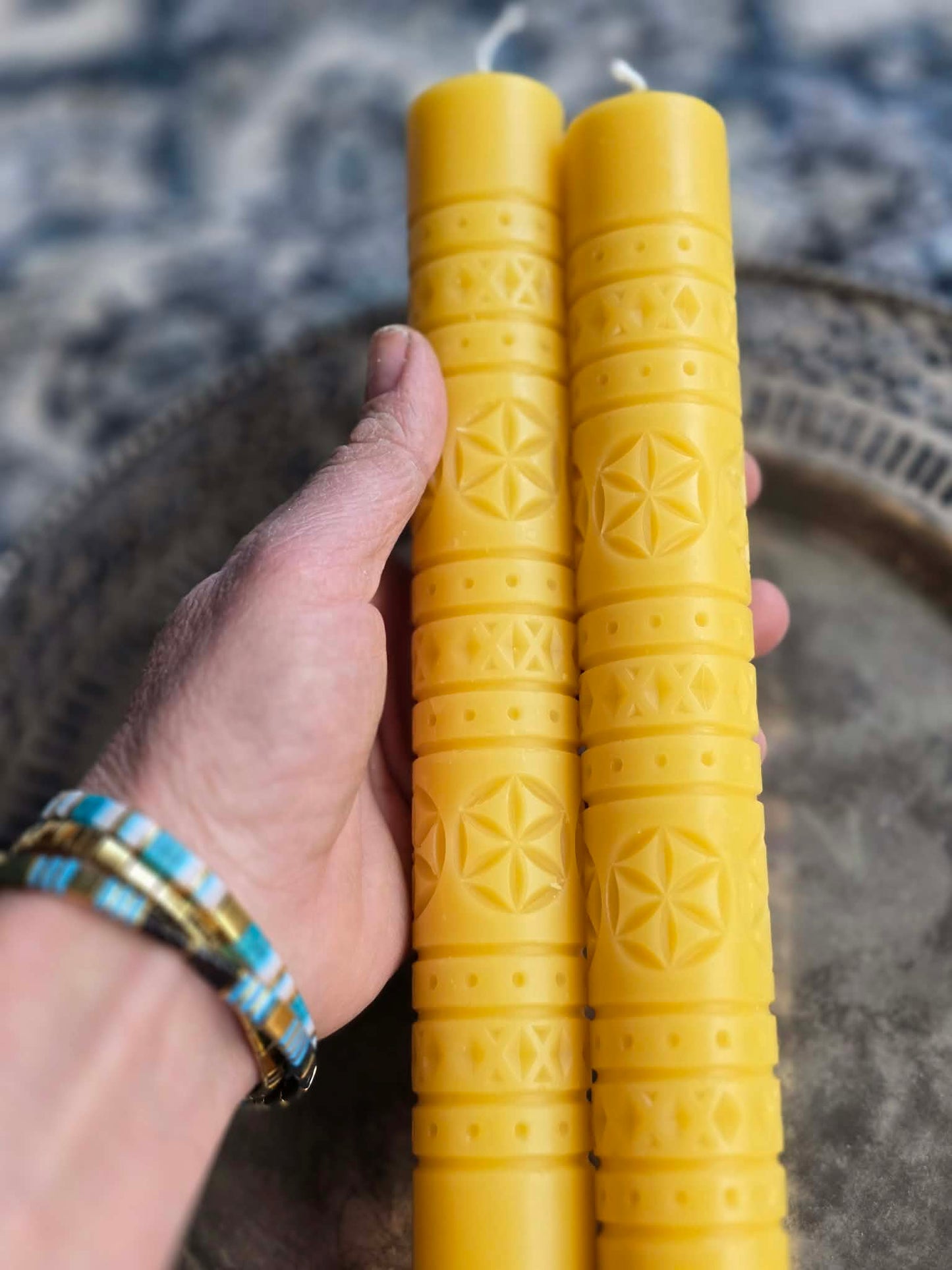 Faceted Friendship Pillar | Beeswax Candle