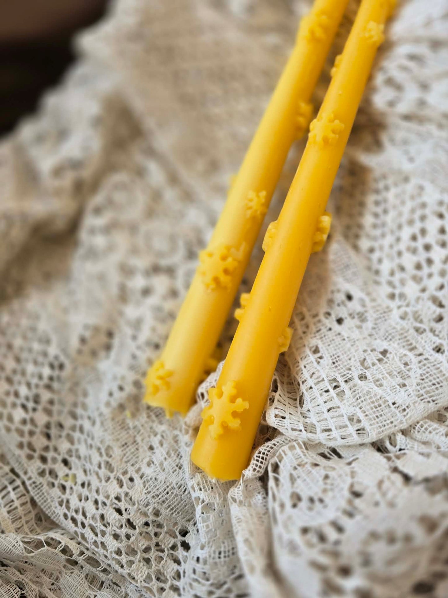 Snowflake Taper - Set of 2 | Beeswax Candles