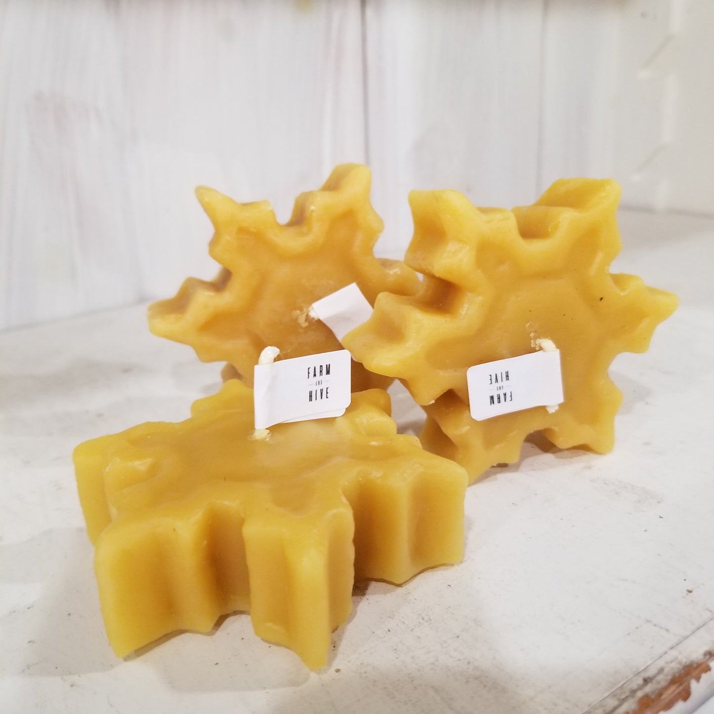 Floating Snowflake, Set of 3 | Beeswax Candle
