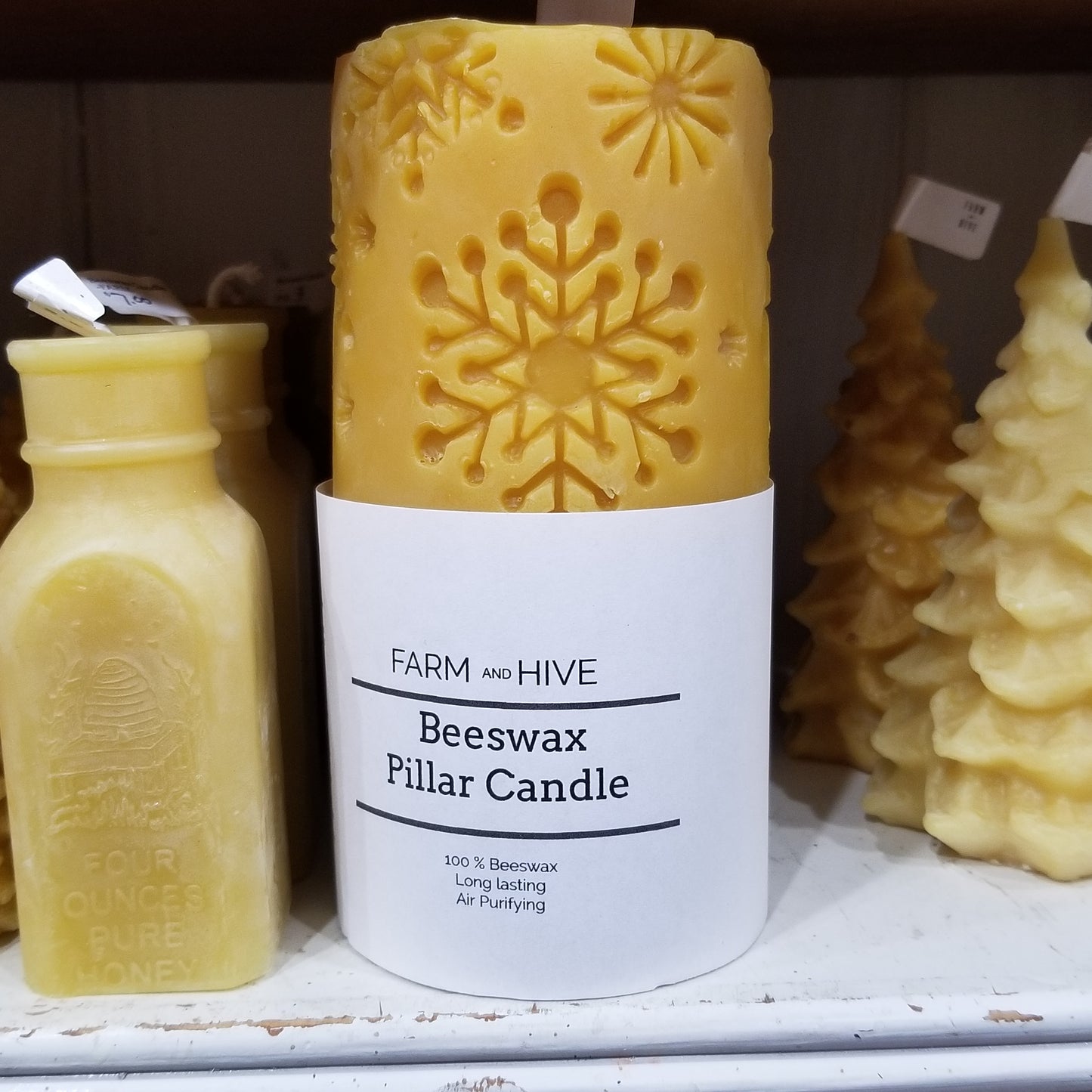 Sweet Snowflakes Big Pillar | Beeswax Candle
