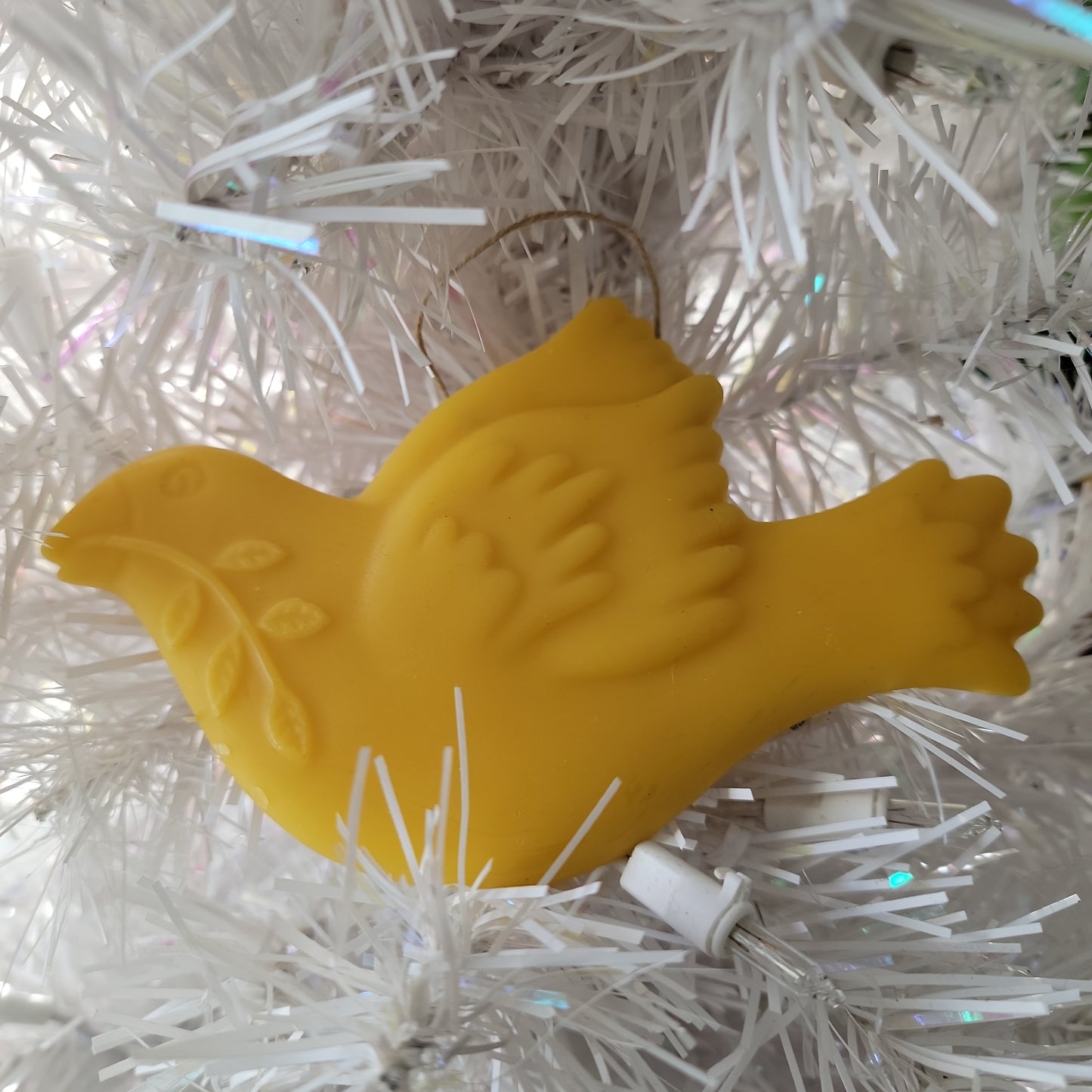 Olive branch dove-  Beeswax Suncatcher Ornament