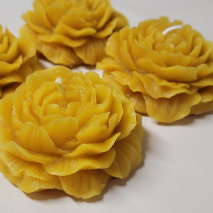 Large Peony floral beeswax Candle