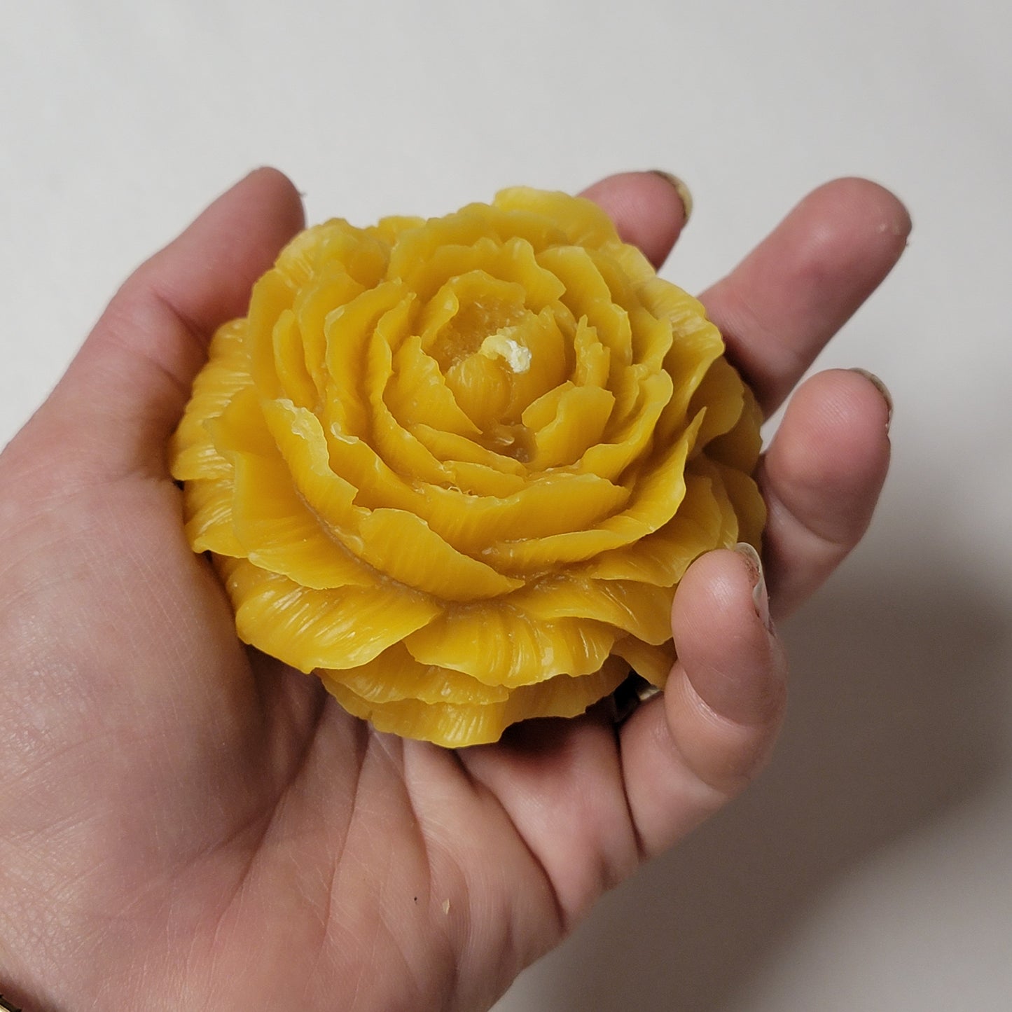 Large Peony floral beeswax Candle