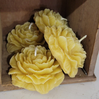 Large Peony floral beeswax Candle