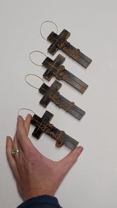The Cross - Family, Faith  Love and Blessed antique Cinnamon beeswax ornaments