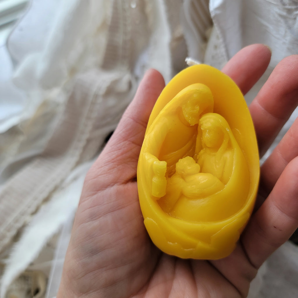 Easter Nativity Egg Beeswax Candle