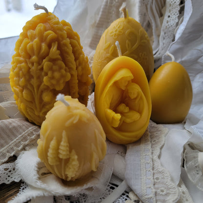 Carved Egg Beeswax Candle