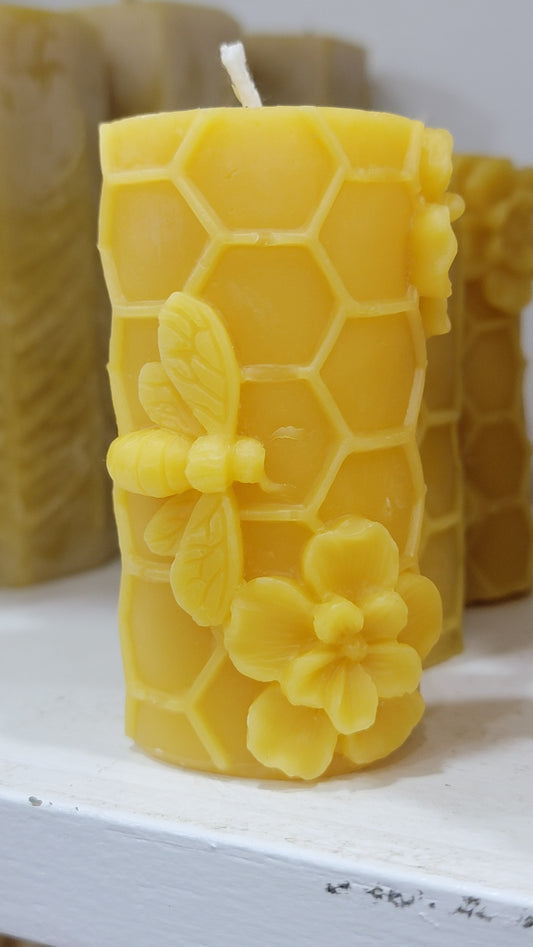 Bee Pillar- Honeycomb floral