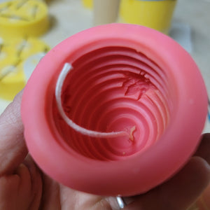 Candle mold with wicking - baby beehive DIY