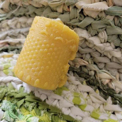 Little bees and lace - small beeswax pillar candle