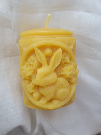 Good Luck Rabbit Beeswax Pillar Candle