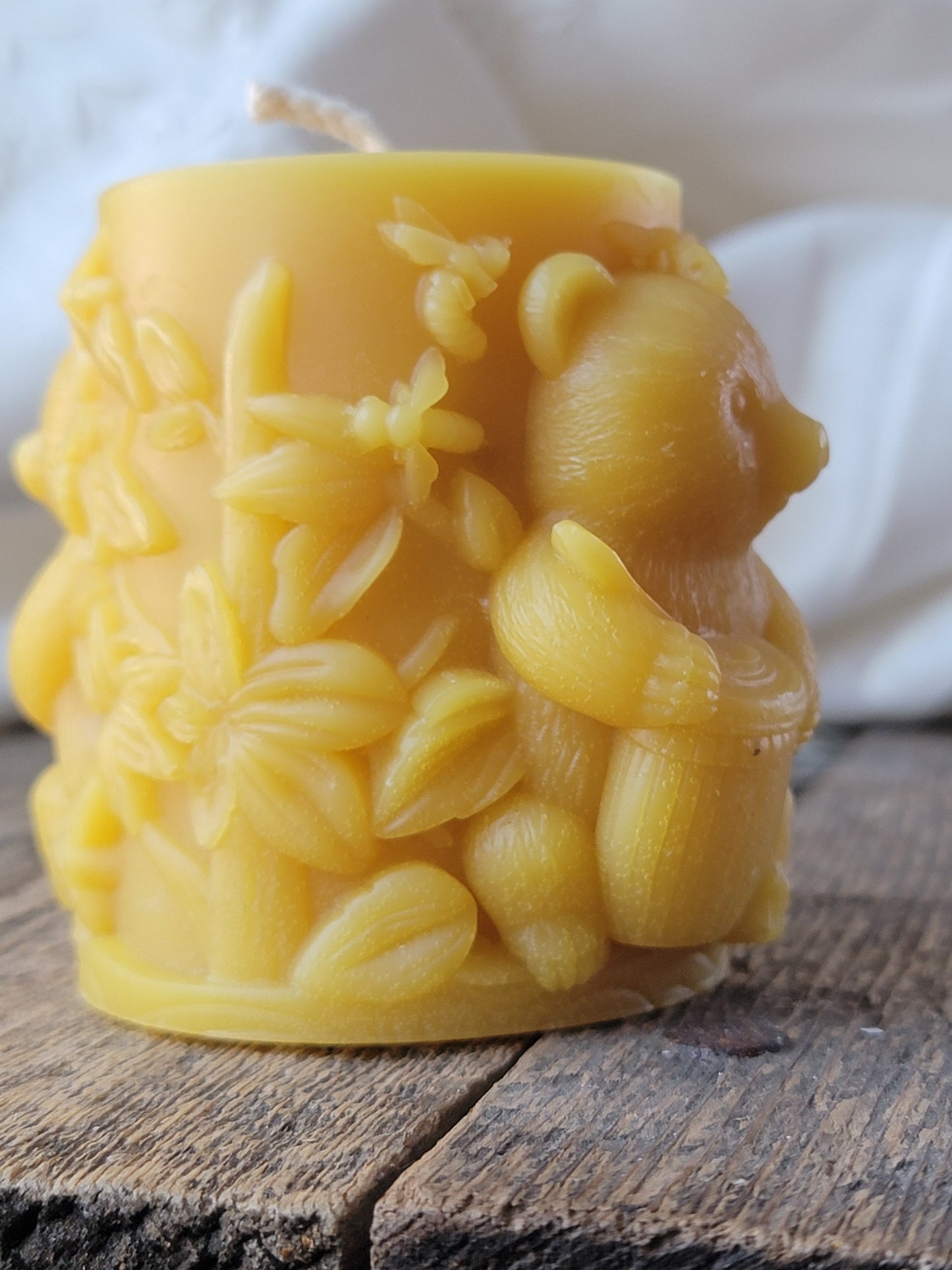 Bears love honey! Beeswax Pillar Candle