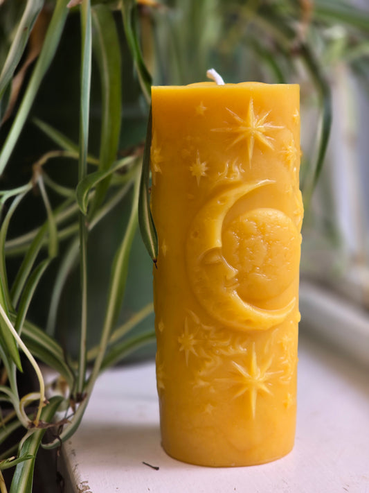 Goodnight Moon Pillar | Beeswax Candle