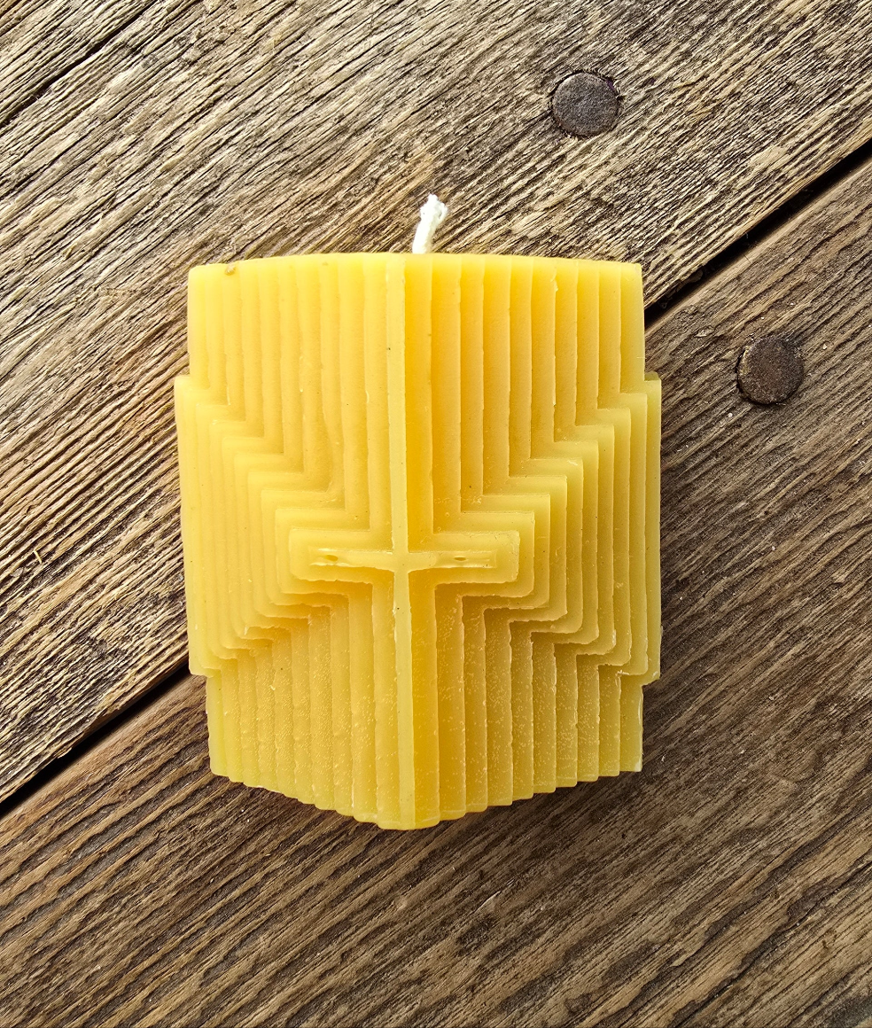 Eternal Cross | Geometric Beeswax Candle