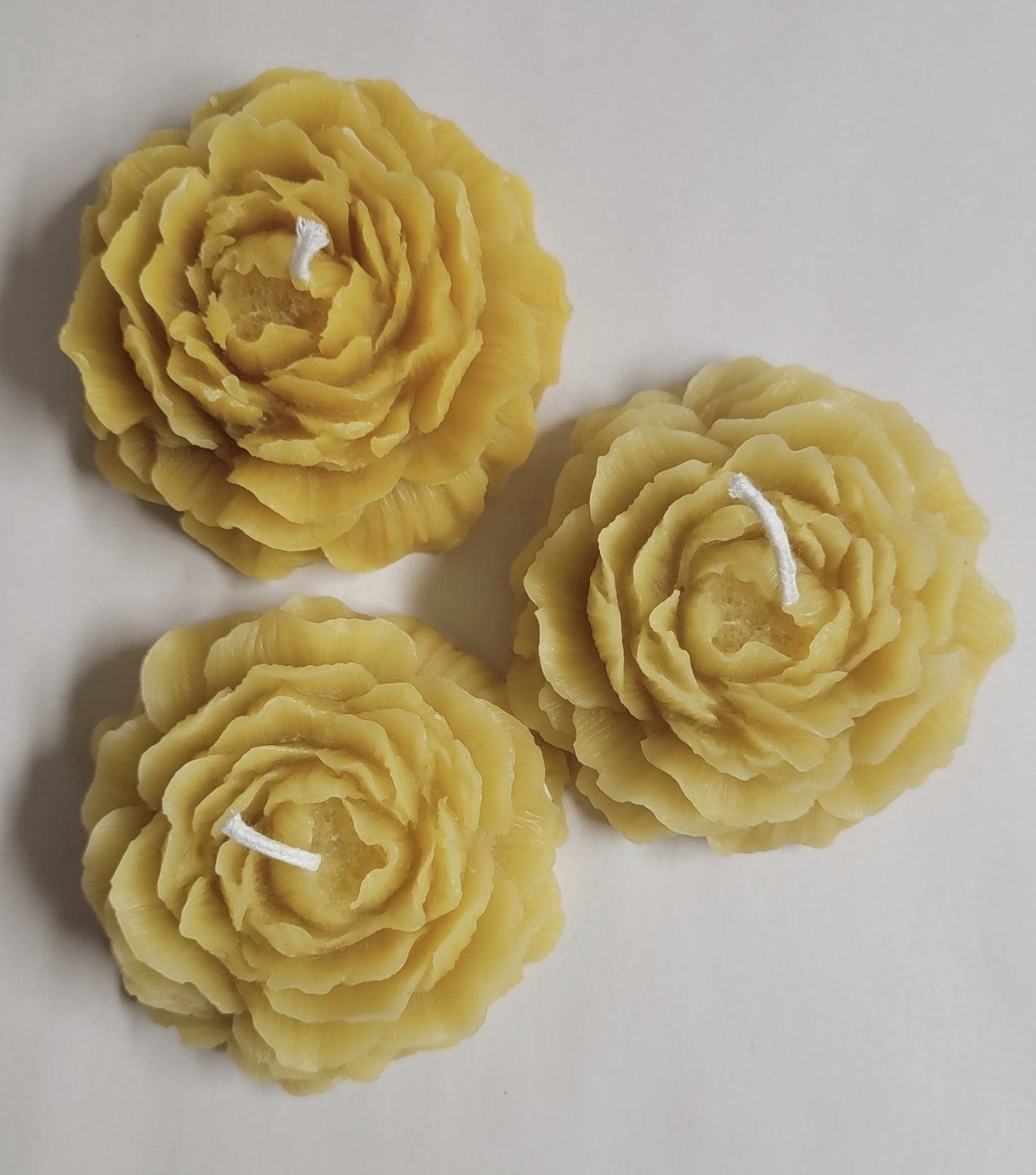 Large Peony floral beeswax Candle