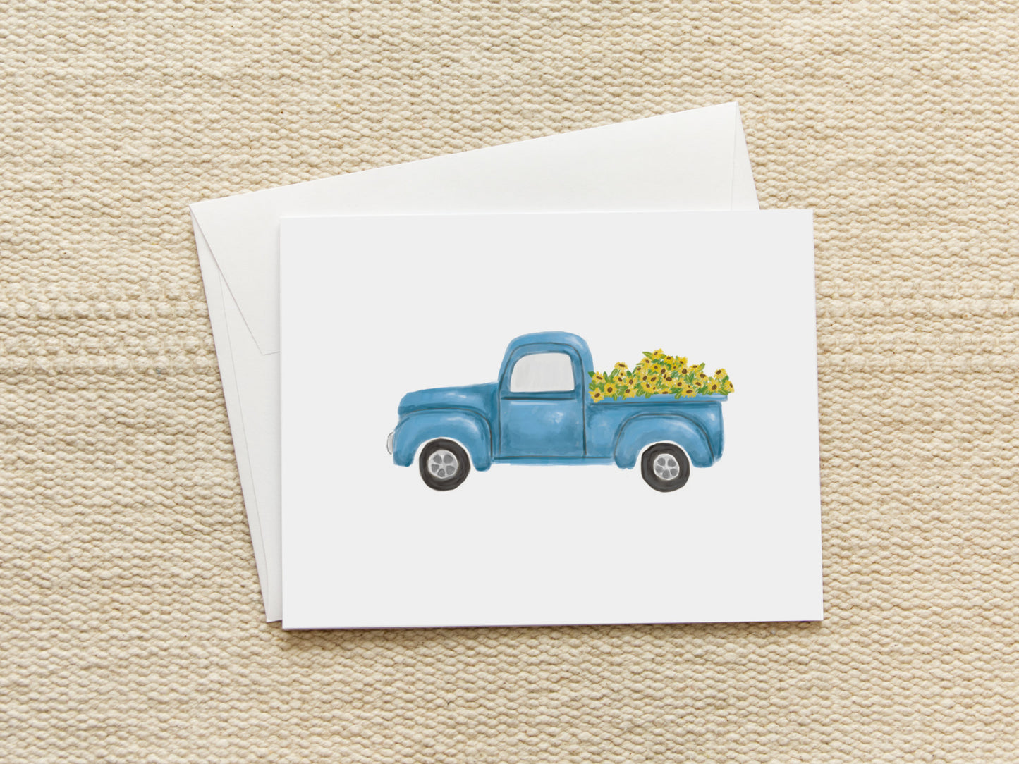 Vintage Truck with Sunflowers | Blank Inside Note Card