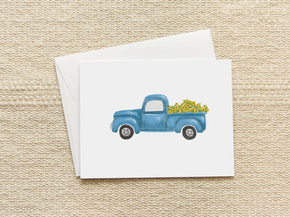 Vintage Truck with Sunflowers | Blank Inside Note Card