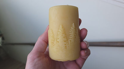 Tree Silhouette Pillar | Beeswax Candle