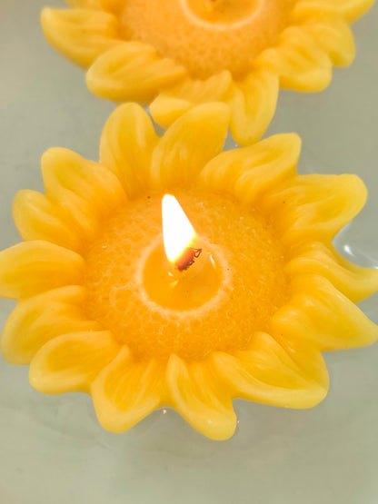 Floating Sunflower | Beeswax Candle