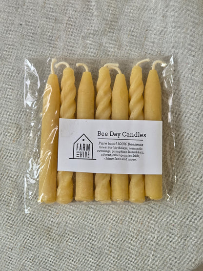 Bee-Day Candles - 7 pack | Natural Beeswax Birthday Cake Candles