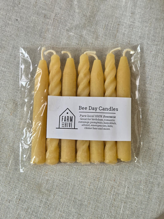 Bee-Day Candles - 7 pack | Natural Beeswax Birthday Cake Candles