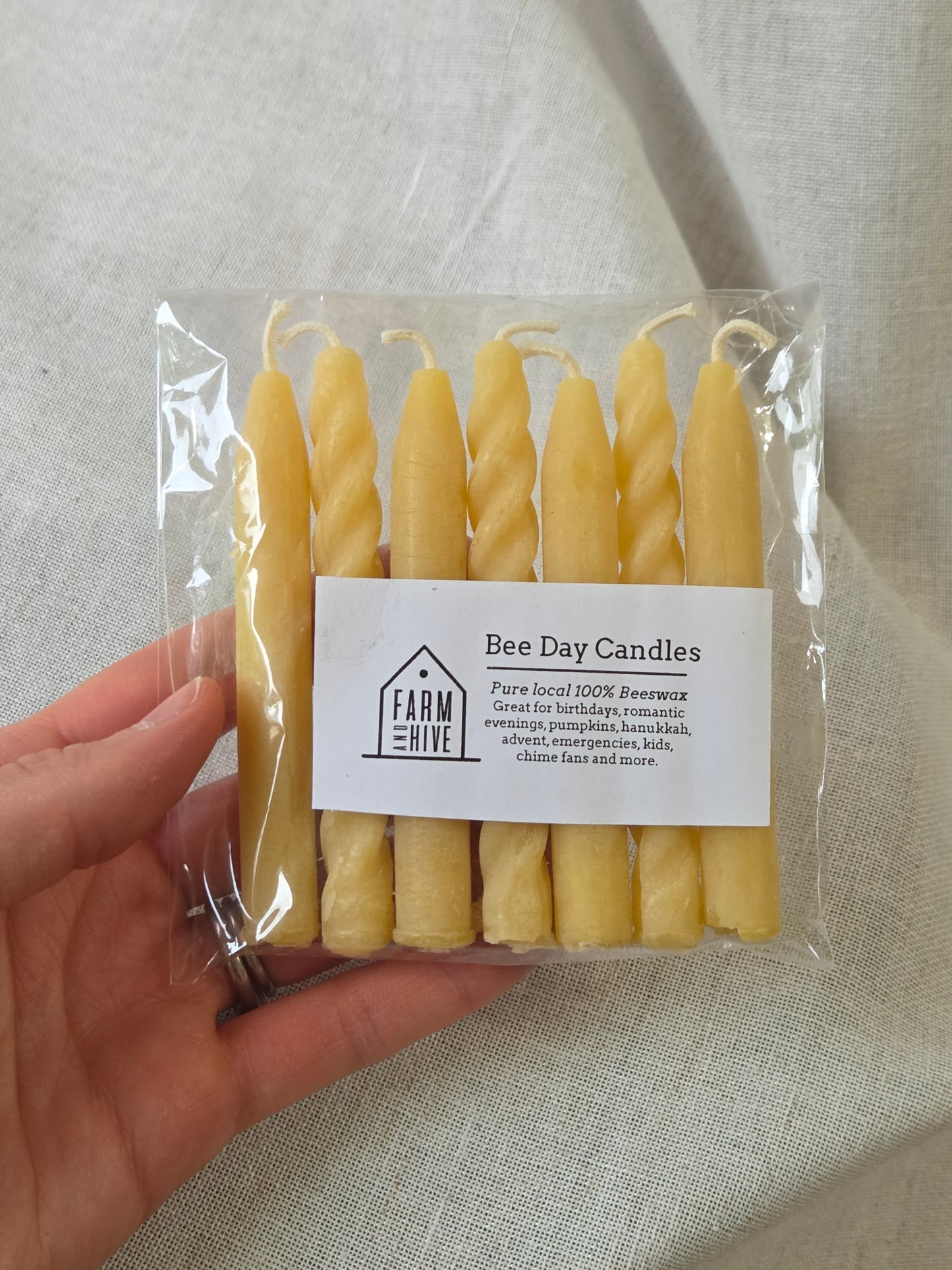 Bee-Day Candles - 7 pack | Natural Beeswax Birthday Cake Candles