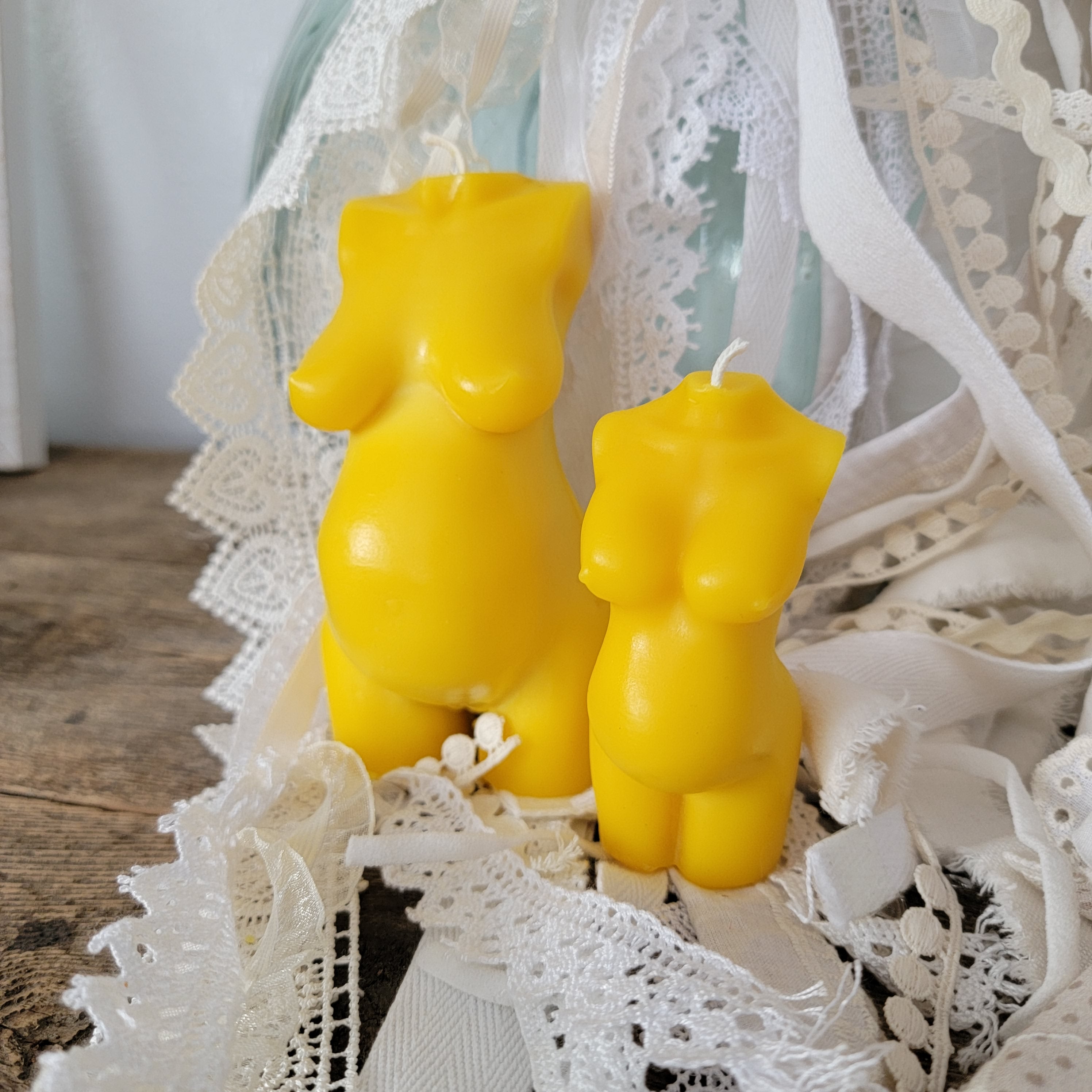 Pregnant Woman big n' small beeswax candle