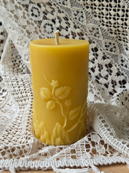 Blackberry Birdsong Pillar | Beeswax Candle