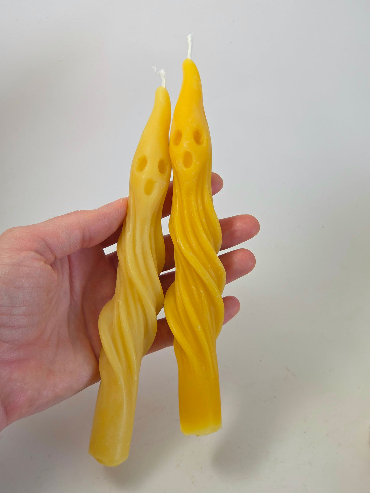 Spooky Ghost Taper Pair | Beeswax Candles