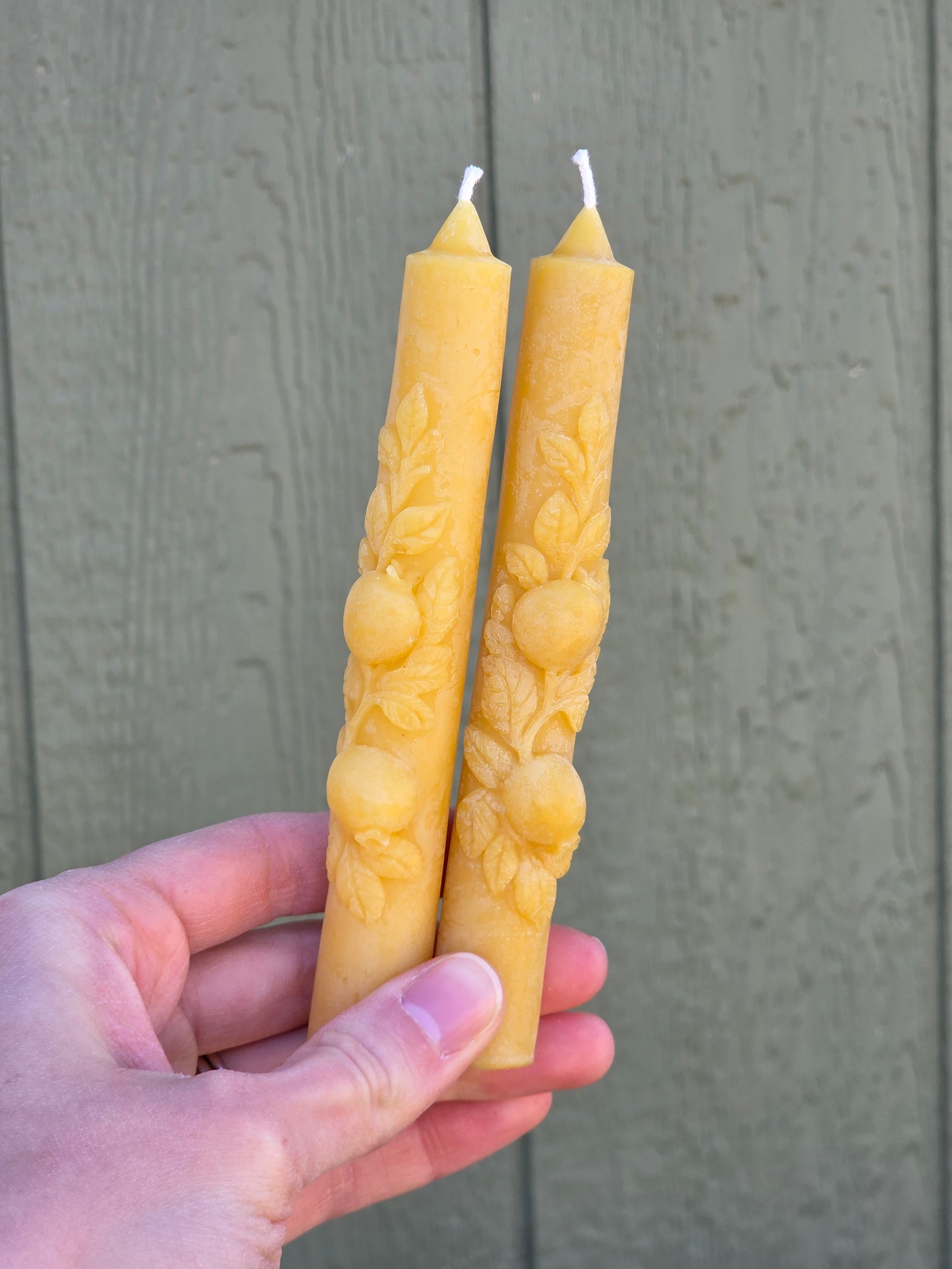 Pomegranate Mini Taper - Set of 2 | Beeswax Candles