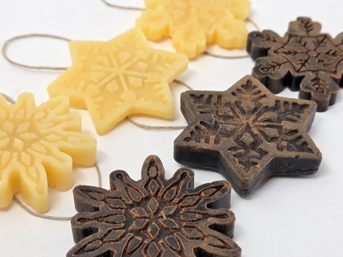 Mini Snowflakes - Set of 3 | Beeswax Ornaments