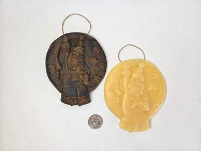 Santa on the Moon | Beeswax Ornament