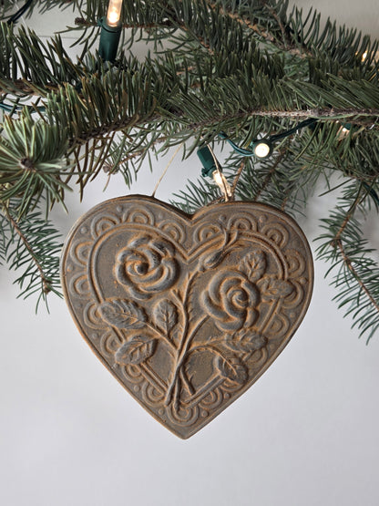Heirloom Roses Heart | Beeswax Ornament