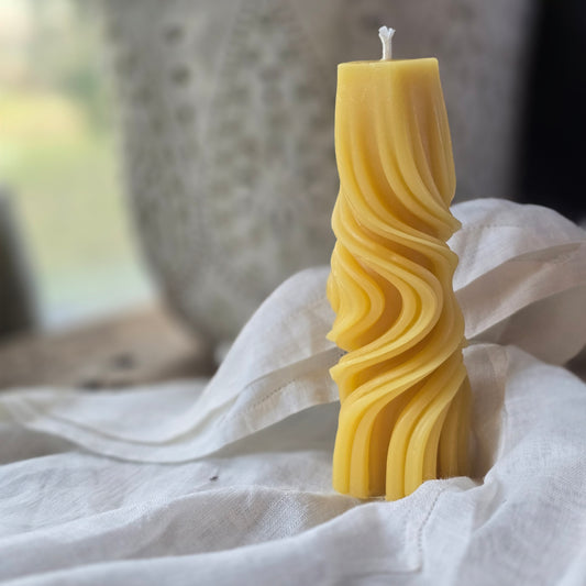Melted Marble Pillar | Beeswax Candle