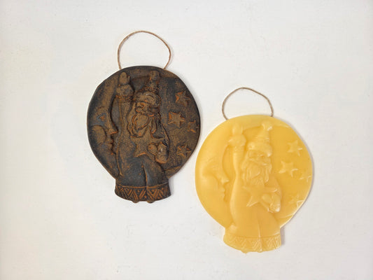 Santa on the Moon | Beeswax Ornament