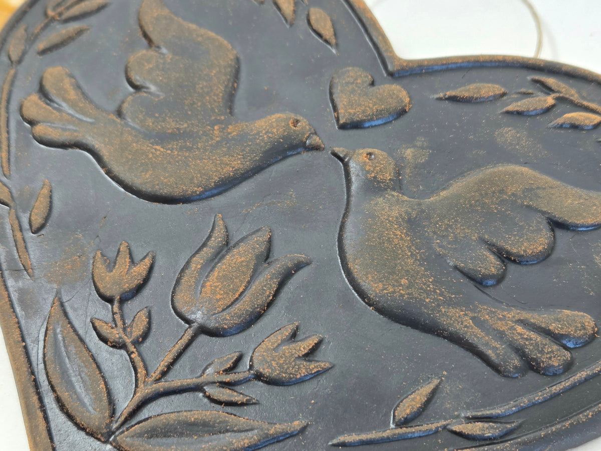 Tulip and Doves Heart | Beeswax Ornament