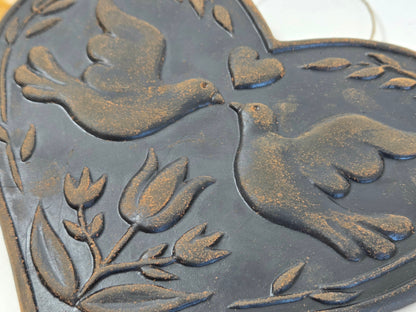 Tulip and Doves Heart | Beeswax Ornament