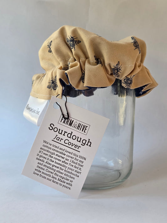 Navy Bee Jar Covers | Reversible 100% Cotton
