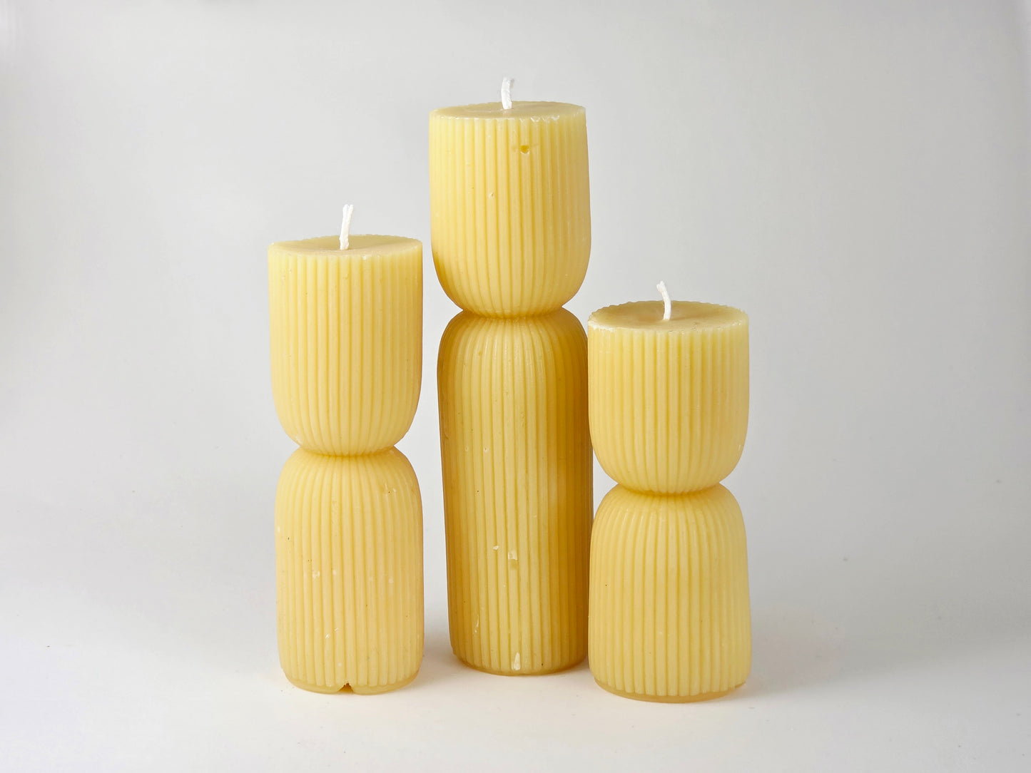 Fluted Pinch Pillars, Set of 3 | Beeswax Candles