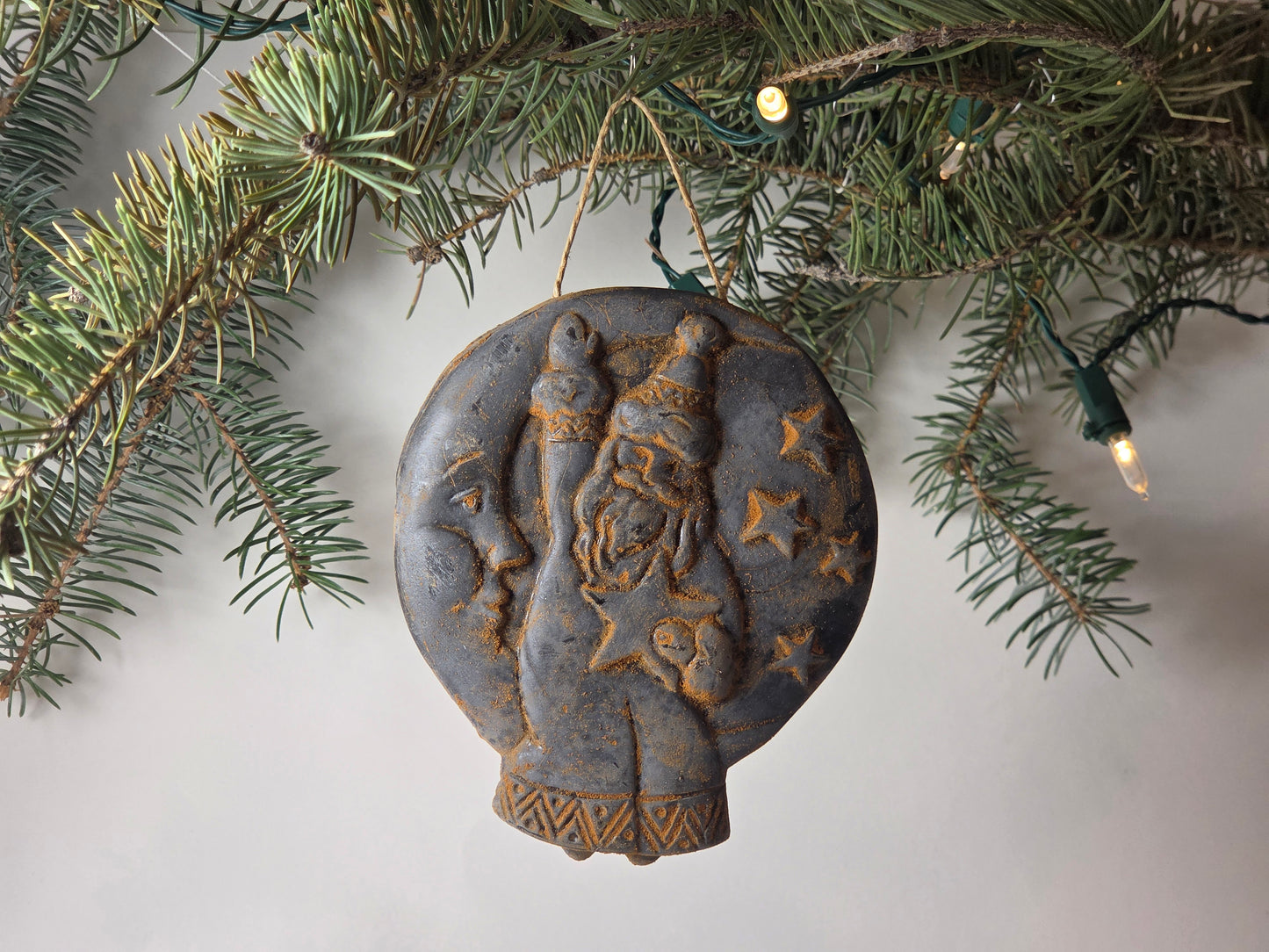 Santa on the Moon | Beeswax Ornament