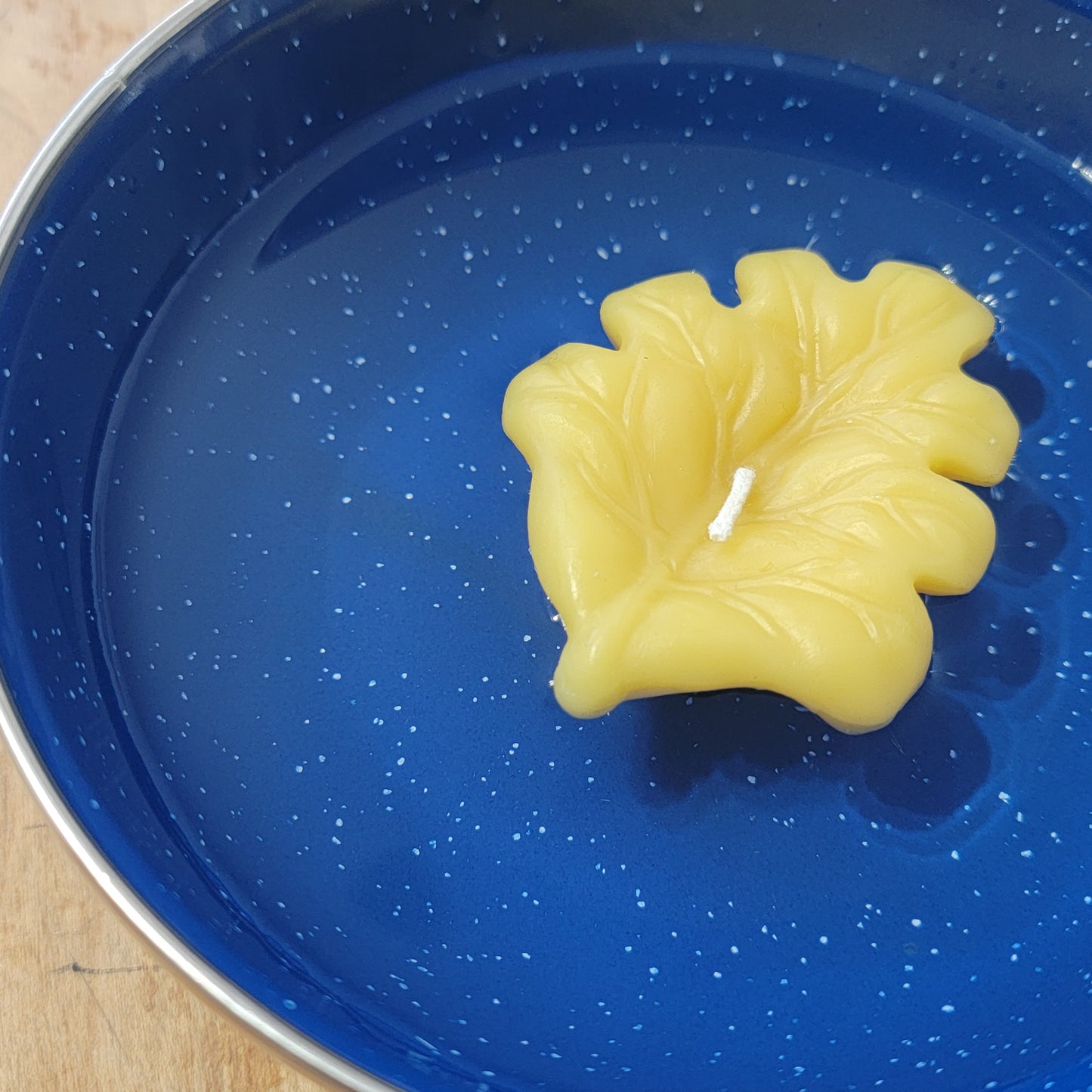 Floating Oak Leaf Beeswax Candle