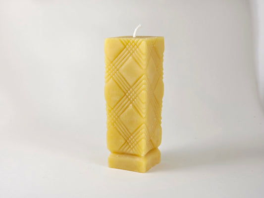 Plaid Pillar | Beeswax Candle