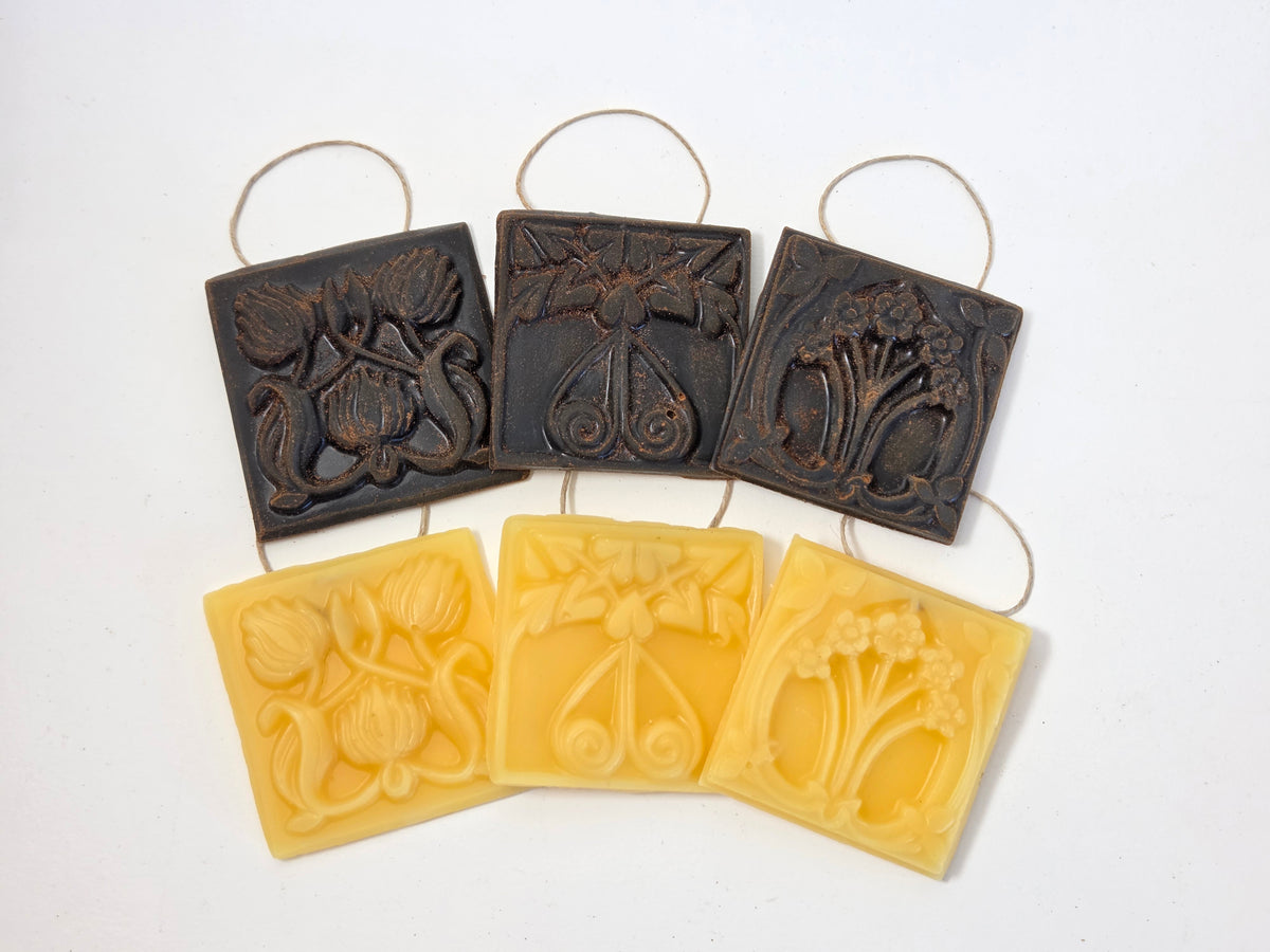 Vintage Floral Squares - 3 Designs | Beeswax Ornaments